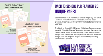 Back to School PLR Planner 20 Unique Pages
