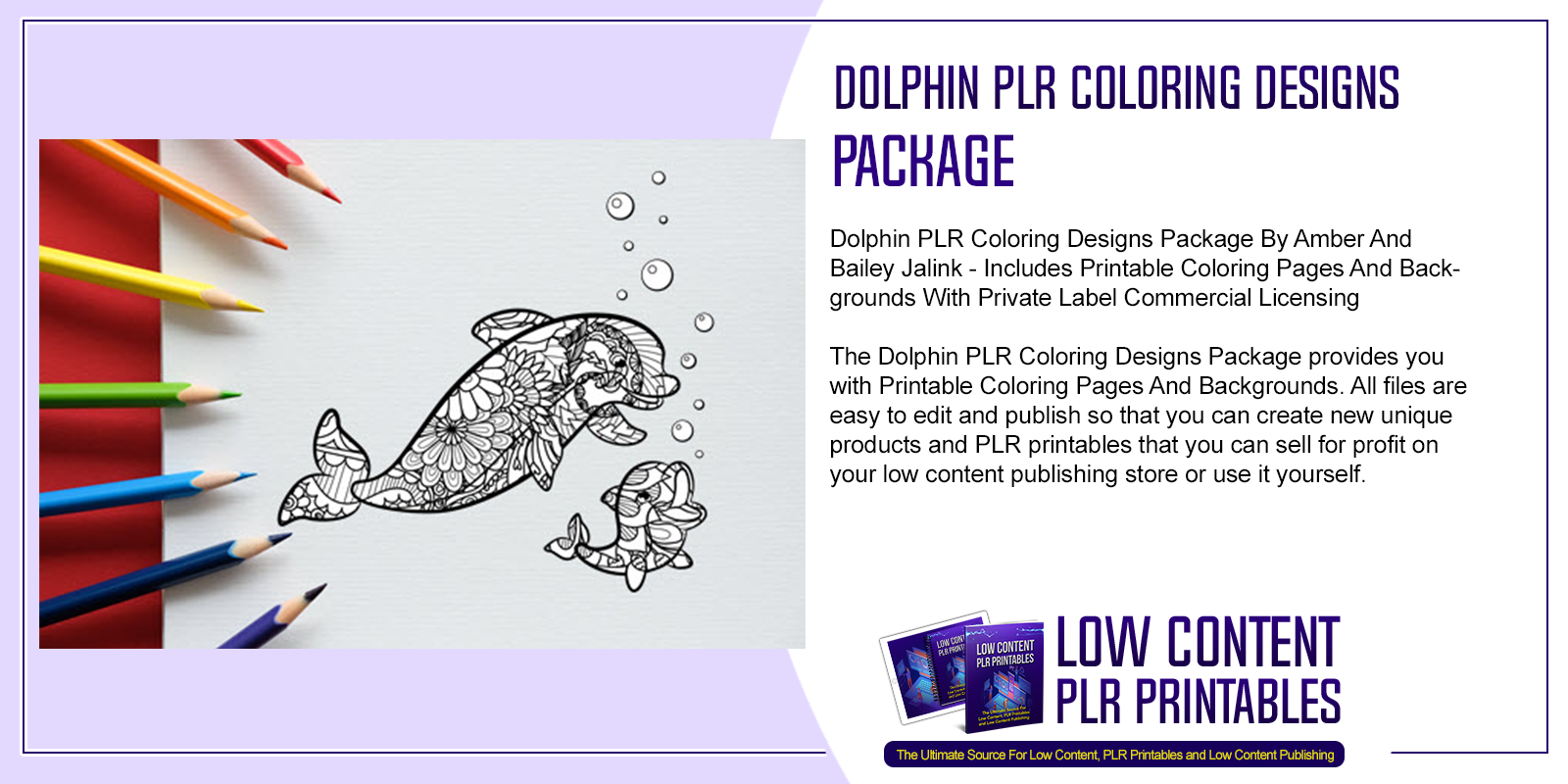 Dolphin PLR Coloring Designs Package