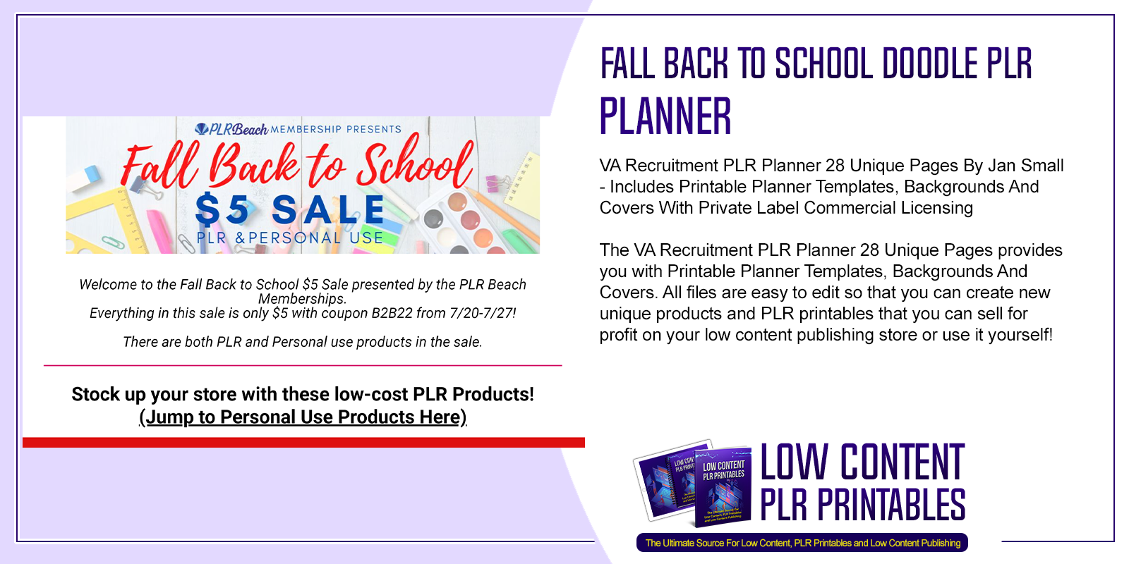 Fall Back to School Doodle PLR Planner