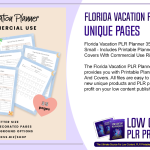 Florida Vacation PLR Planner 35 Unique Pages