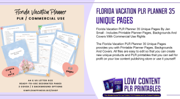 Florida Vacation PLR Planner 35 Unique Pages