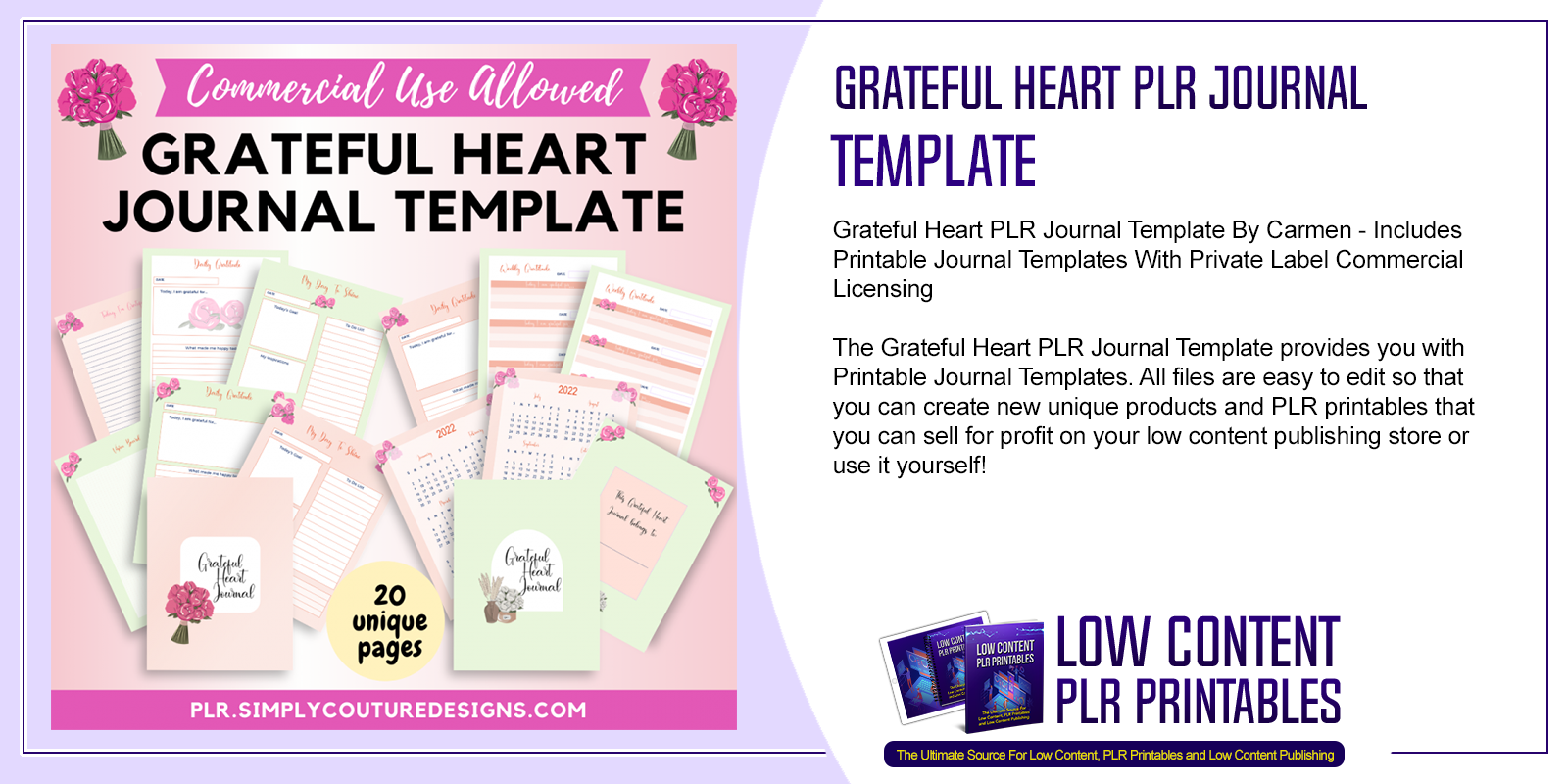 Grateful Heart PLR Journal Template