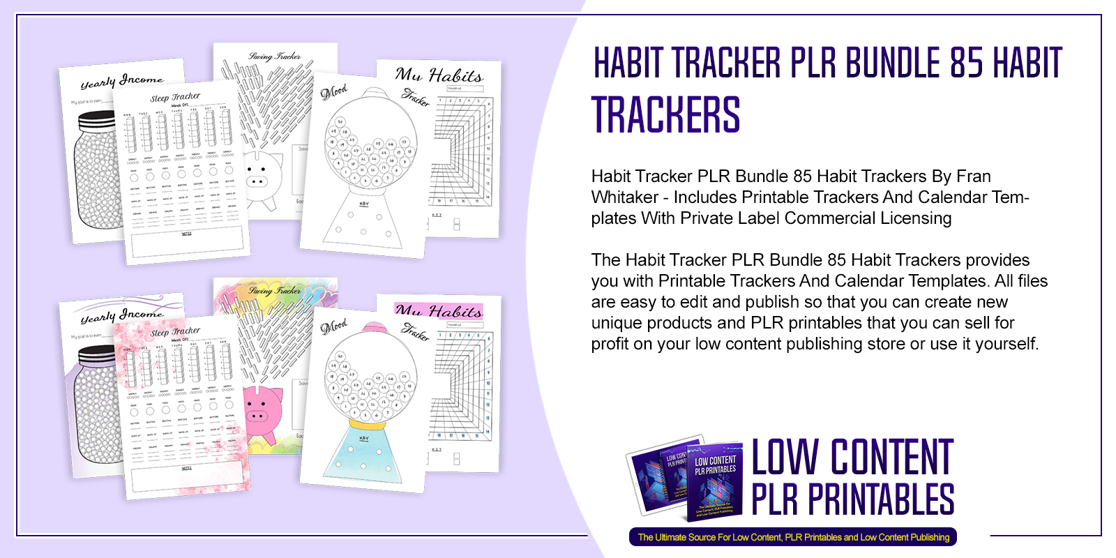 Habit Tracker PLR Bundle 85 Habit Trackers