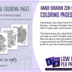 Hand drawn Zen Style Floral PLR Coloring Pages