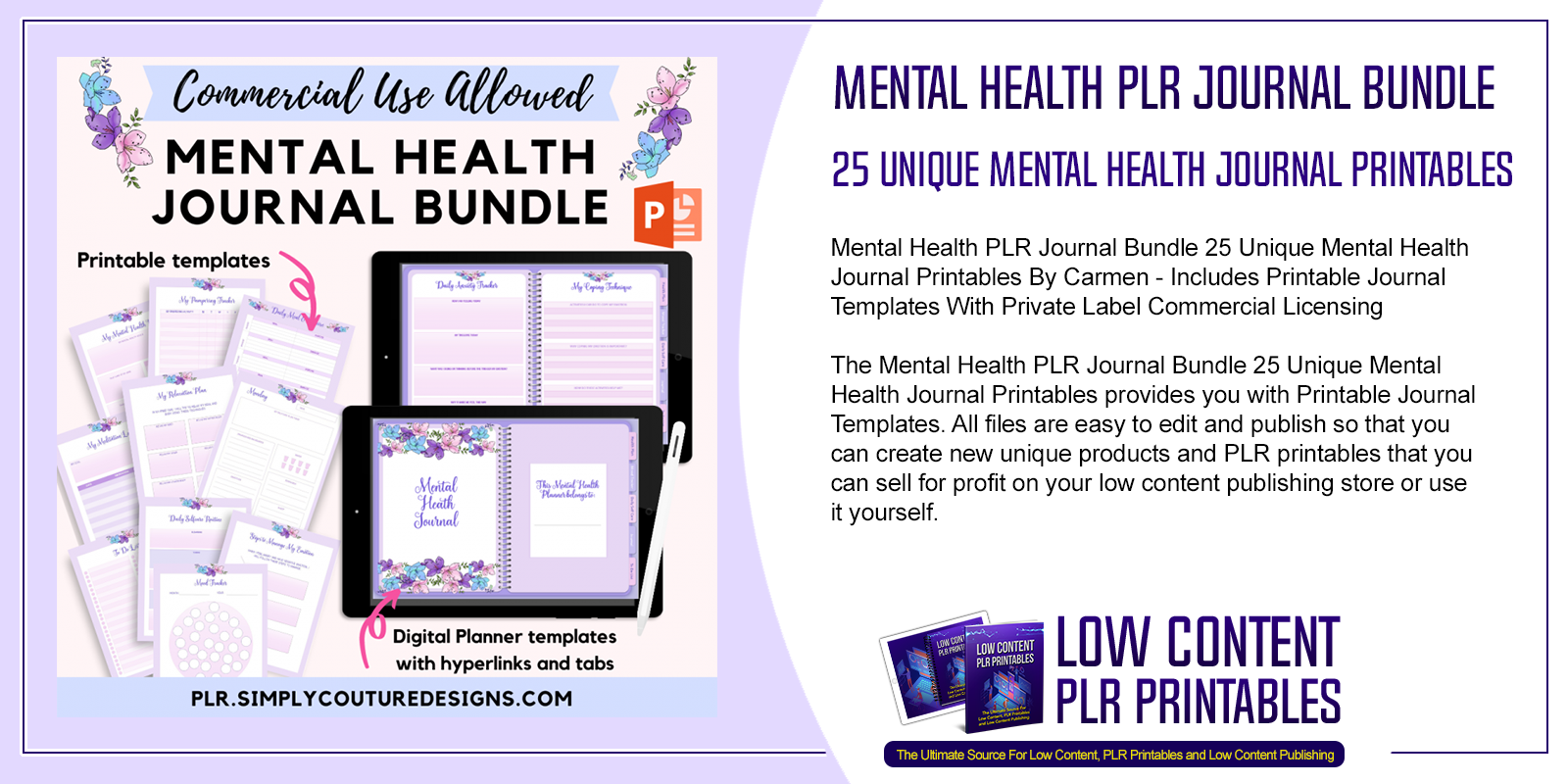 Mental Health PLR Journal Bundle 25 Unique Mental Health Journal Printables