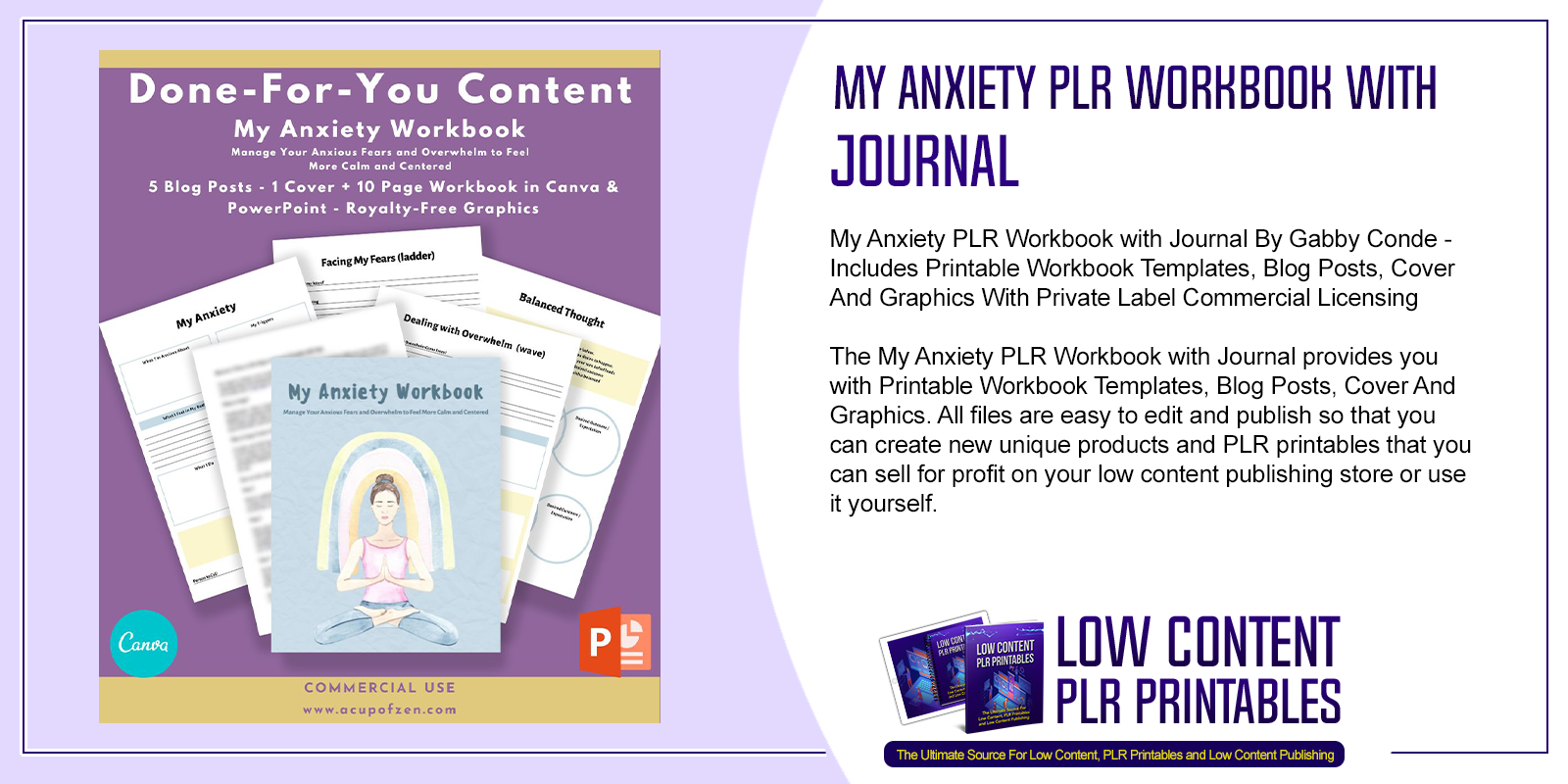 My Anxiety PLR Workbook with Journal