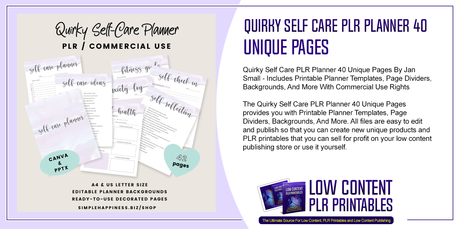Quirky Self Care PLR Planner 40 Unique Pages 2