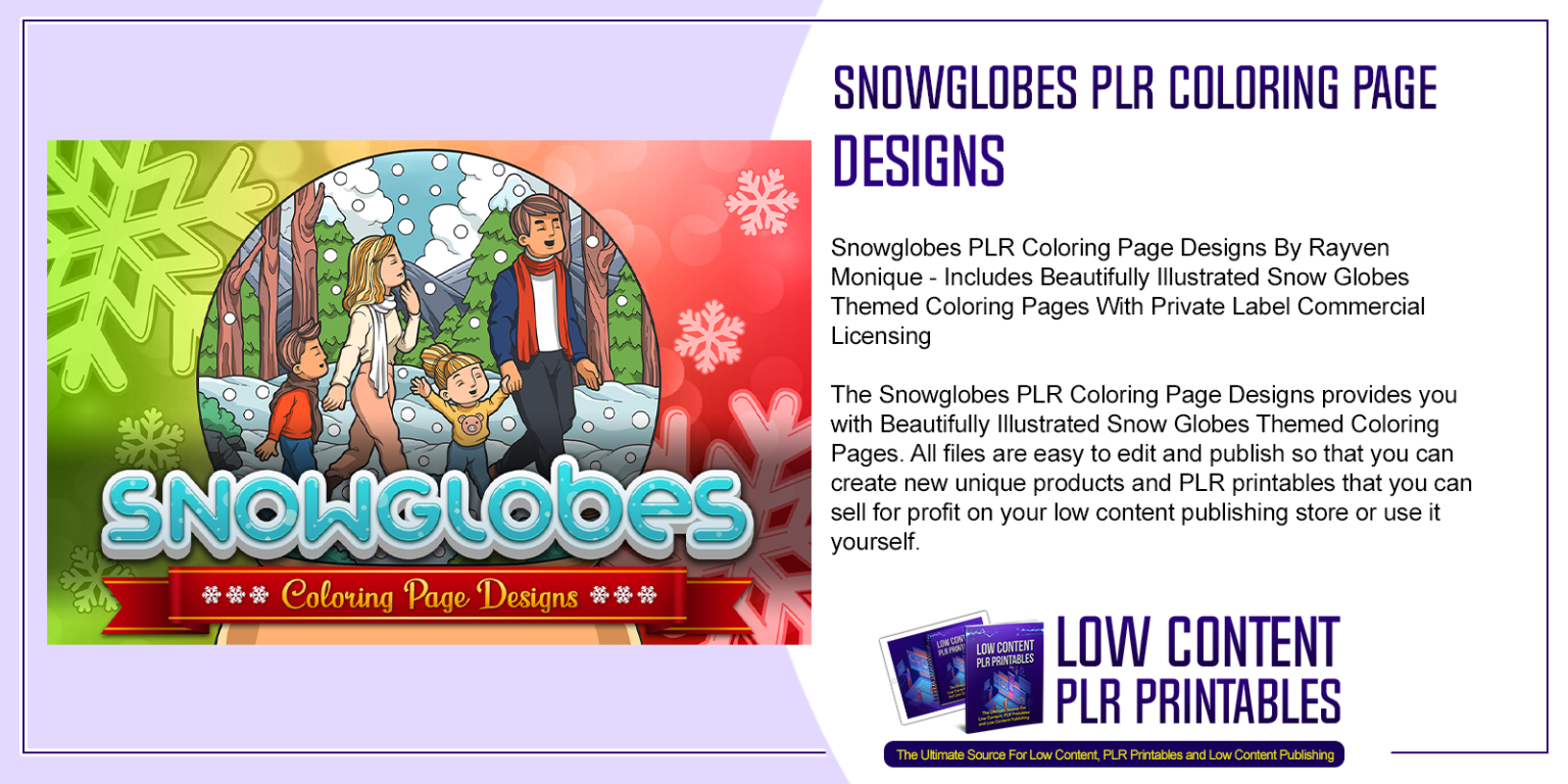Snowglobes PLR Coloring Page Designs PLR Coloring Printable Pages