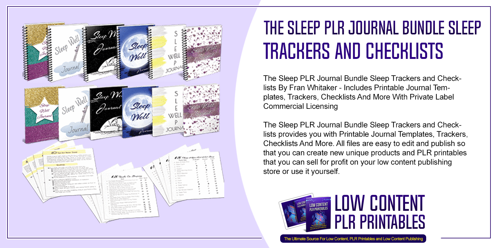 The Sleep PLR Journal Bundle Sleep Trackers and Checklists 2