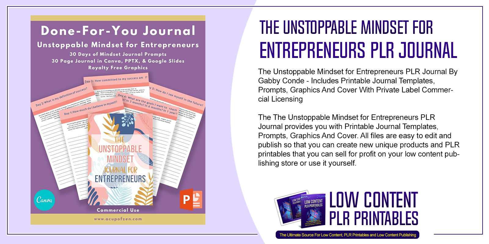 The Unstoppable Mindset for Entrepreneurs PLR Journal