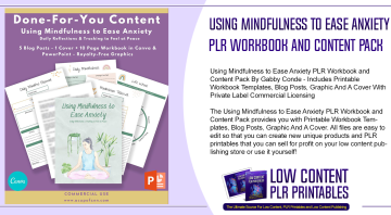 Using Mindfulness to Ease Anxiety PLR Workbook and Content Pack