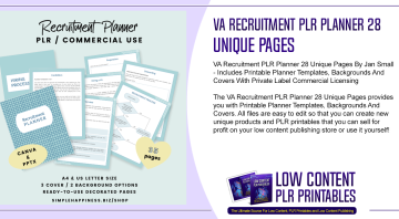 VA Recruitment PLR Planner 28 Unique Pages