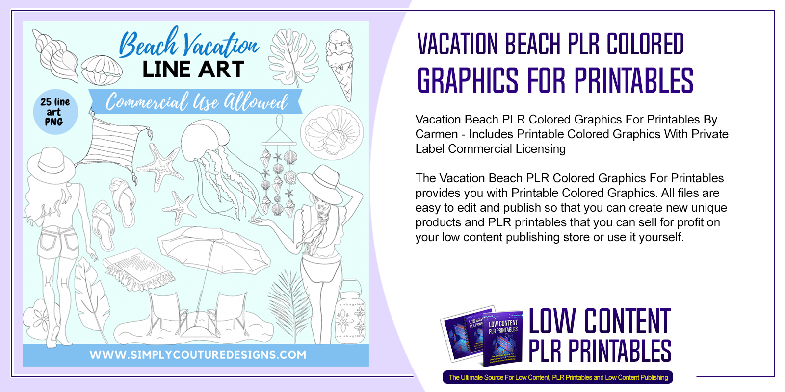 Vacation Beach PLR Colored Graphics For Printables