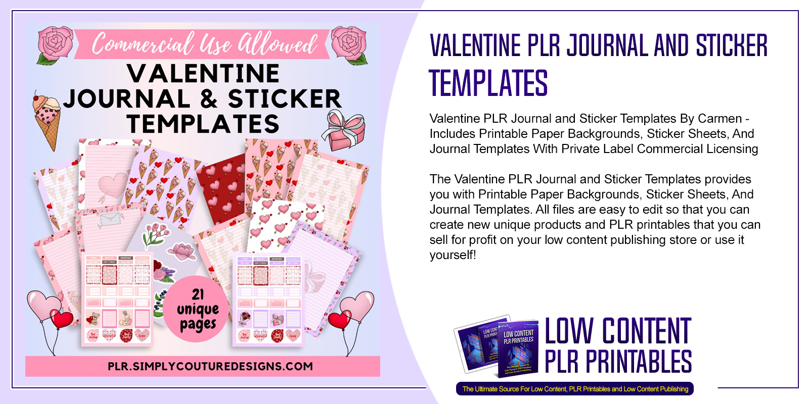 Valentine PLR Journal and Sticker Templates