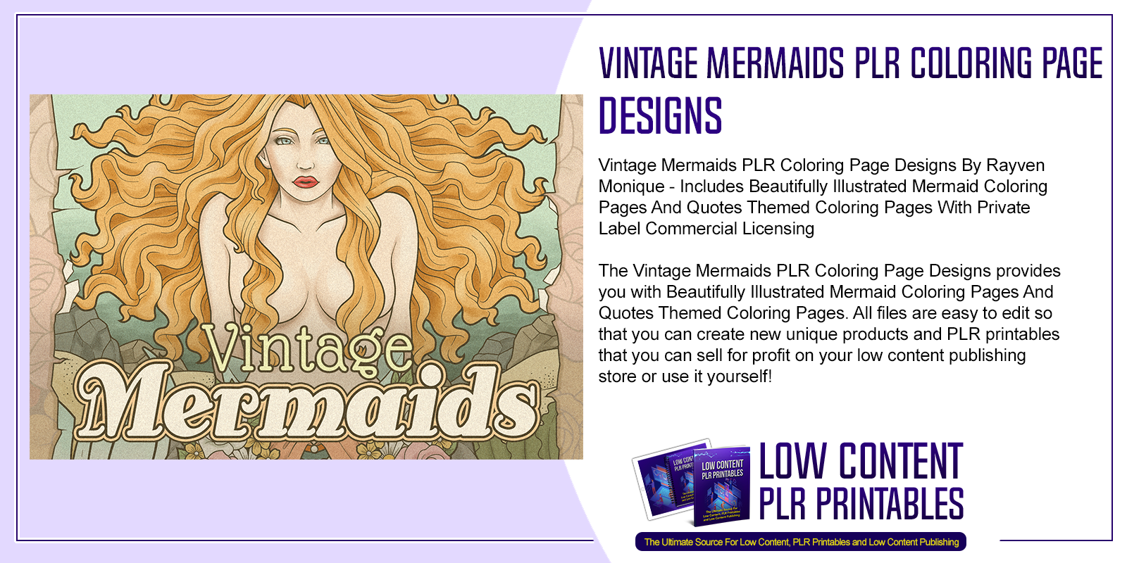 Vintage Mermaids PLR Coloring Page Designs