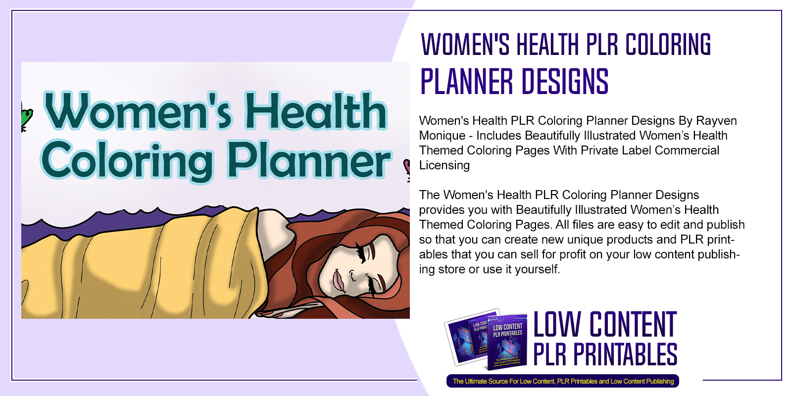 Womens Health PLR Coloring Planner Designs