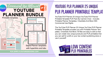 YouTube PLR Planner 25 Unique YouTube PLR Planner Printable Template