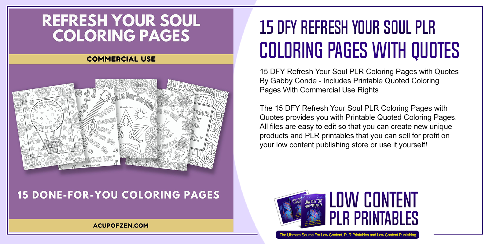 15 DFY Refresh Your Soul PLR Coloring Pages with Quotes