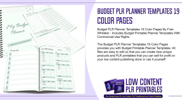 Budget PLR Planner Templates 19 Color Pages