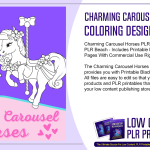 Charming Carousel Horses PLR Coloring Designs Pack