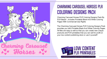 Charming Carousel Horses PLR Coloring Designs Pack