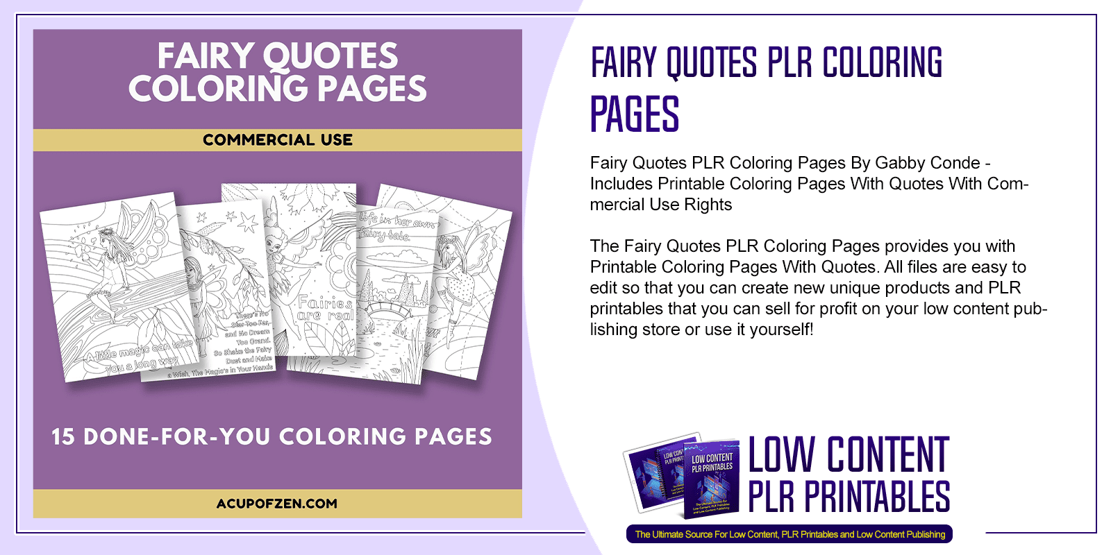 Fairy Quotes PLR Coloring Pages