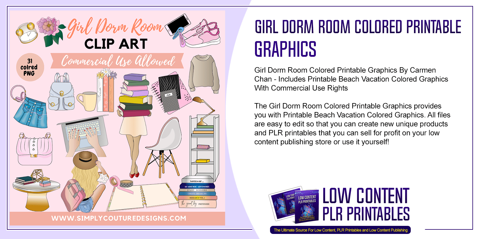 Girl Dorm Room Colored Printable Graphics