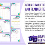 Green Flower Themed PLR Journal and Planner Templates Pack 2