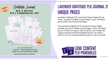 Lavender Gratitude PLR Journal 35 Unique Pages