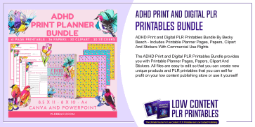 ADHD Print and Digital PLR Printables Bundle | PLR Printable Pack