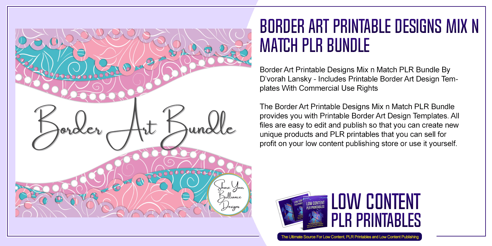 Border Art Printable Designs Mix n Match PLR Bundle