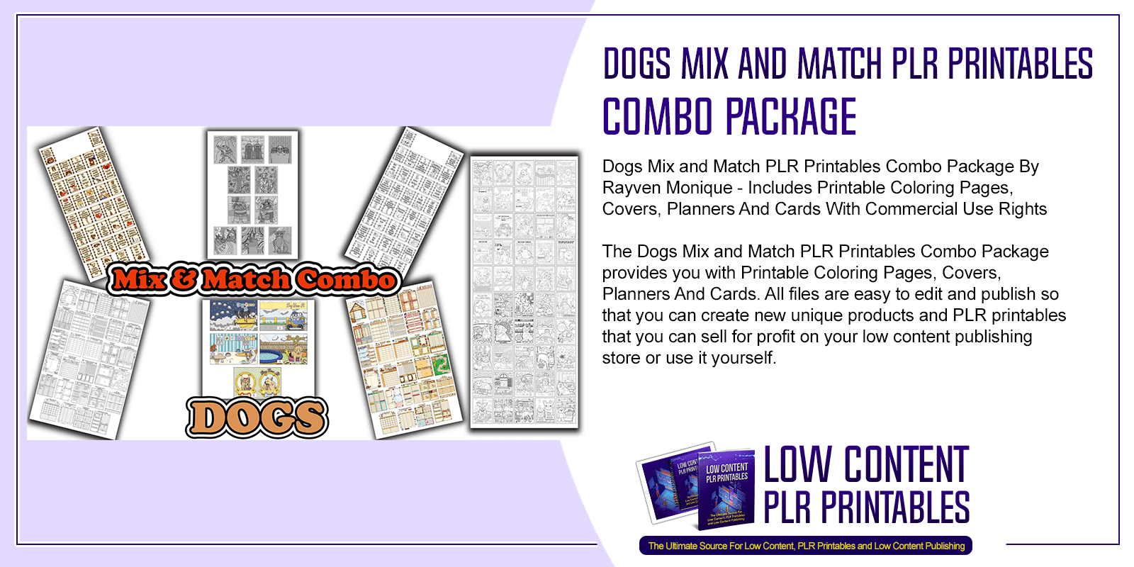 Dogs Mix and Match PLR Printables Combo Package