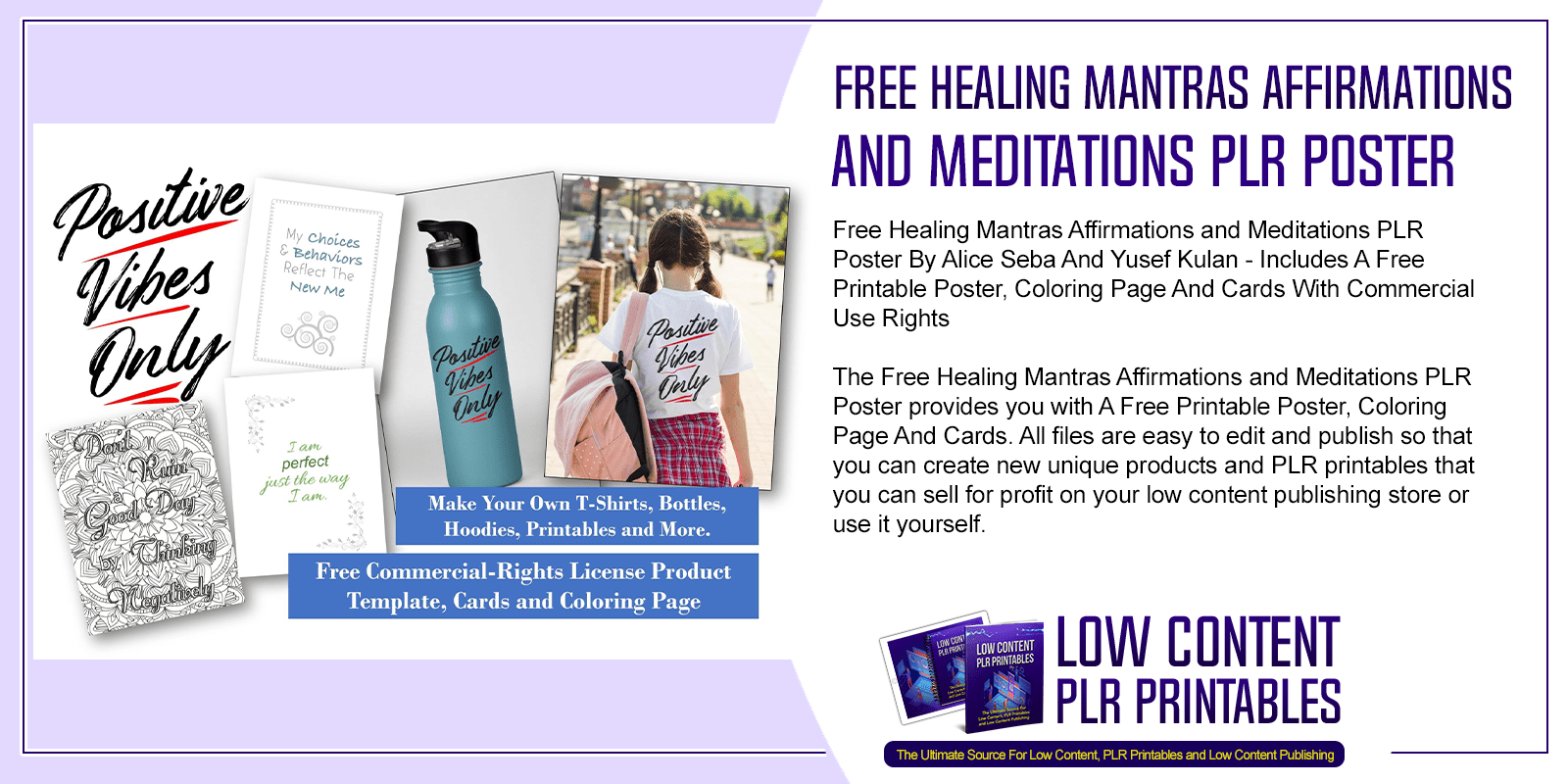 Free Healing Mantras Affirmations and Meditations PLR Poster