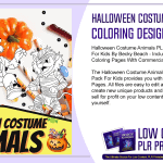 Halloween Costume Animals PLR Coloring Designs Pack