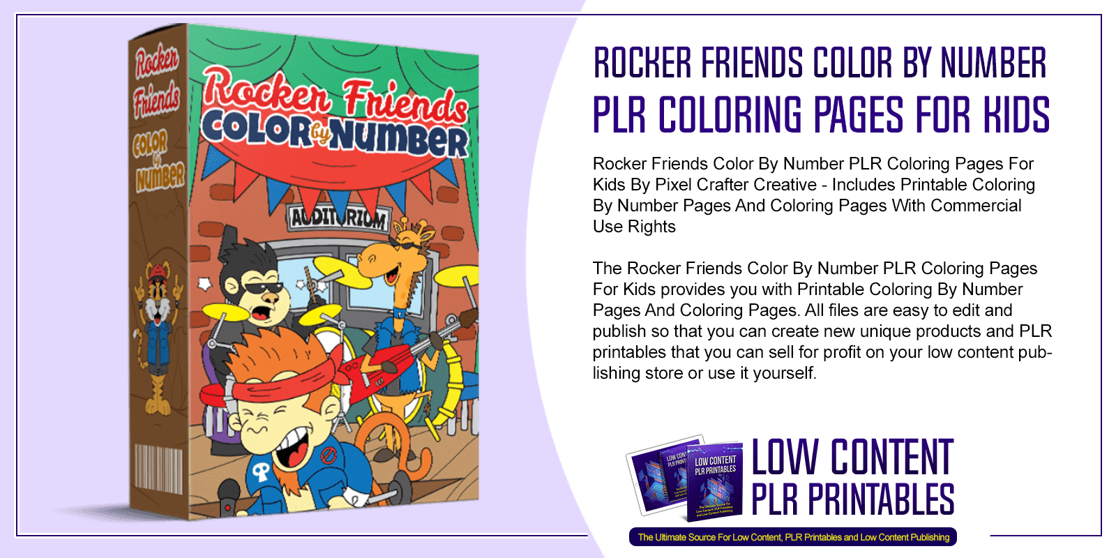 Rocker Friends Color By Number PLR Coloring Pages For Kids