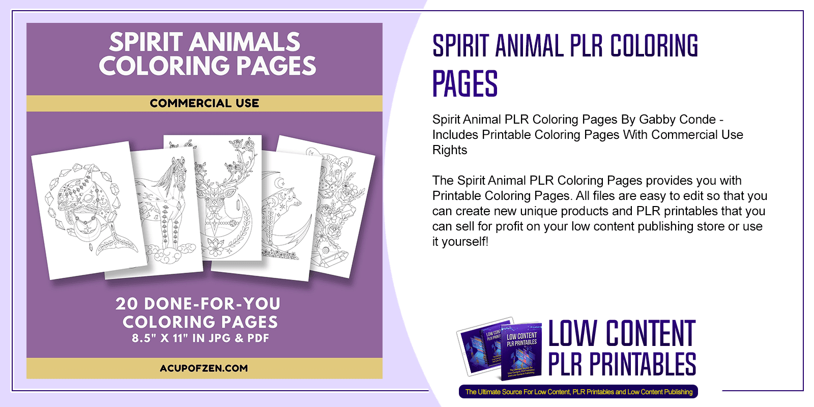 Spirit Animal PLR Coloring Pages