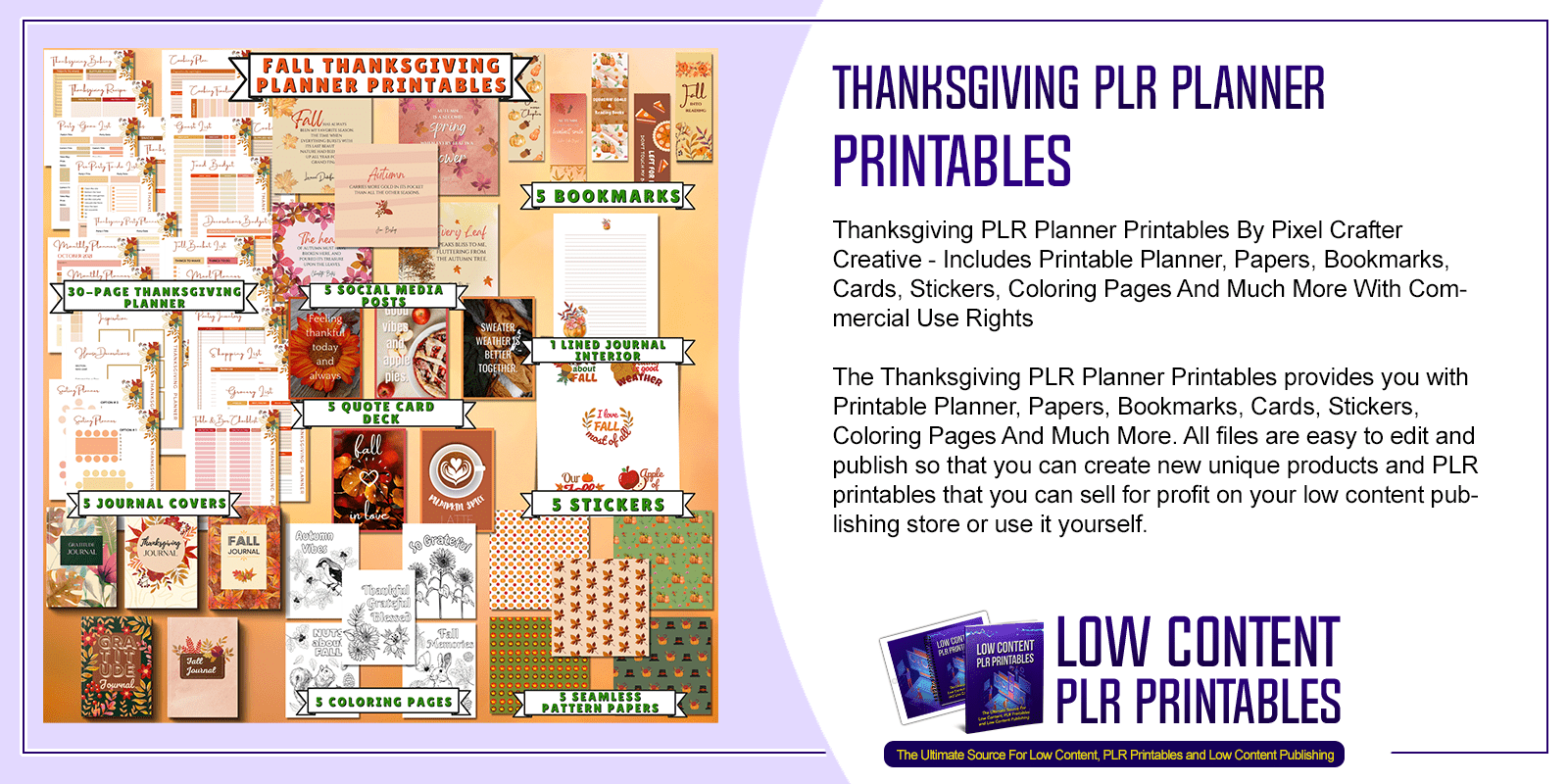 Thanksgiving PLR Planner Printables