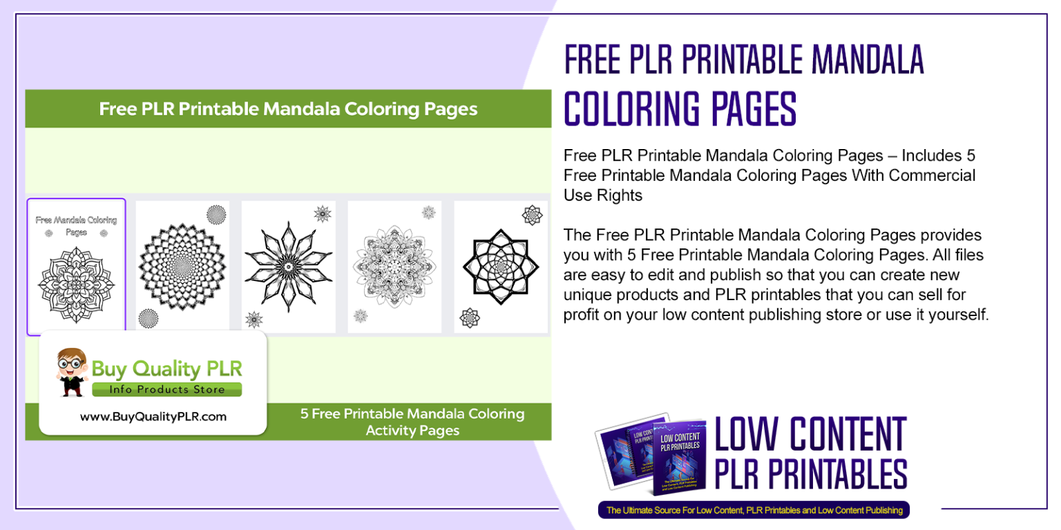 Free PLR Printable Mandala Coloring Pages Free PLR Printables