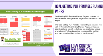 Goal Getting PLR Printable Planner Pages