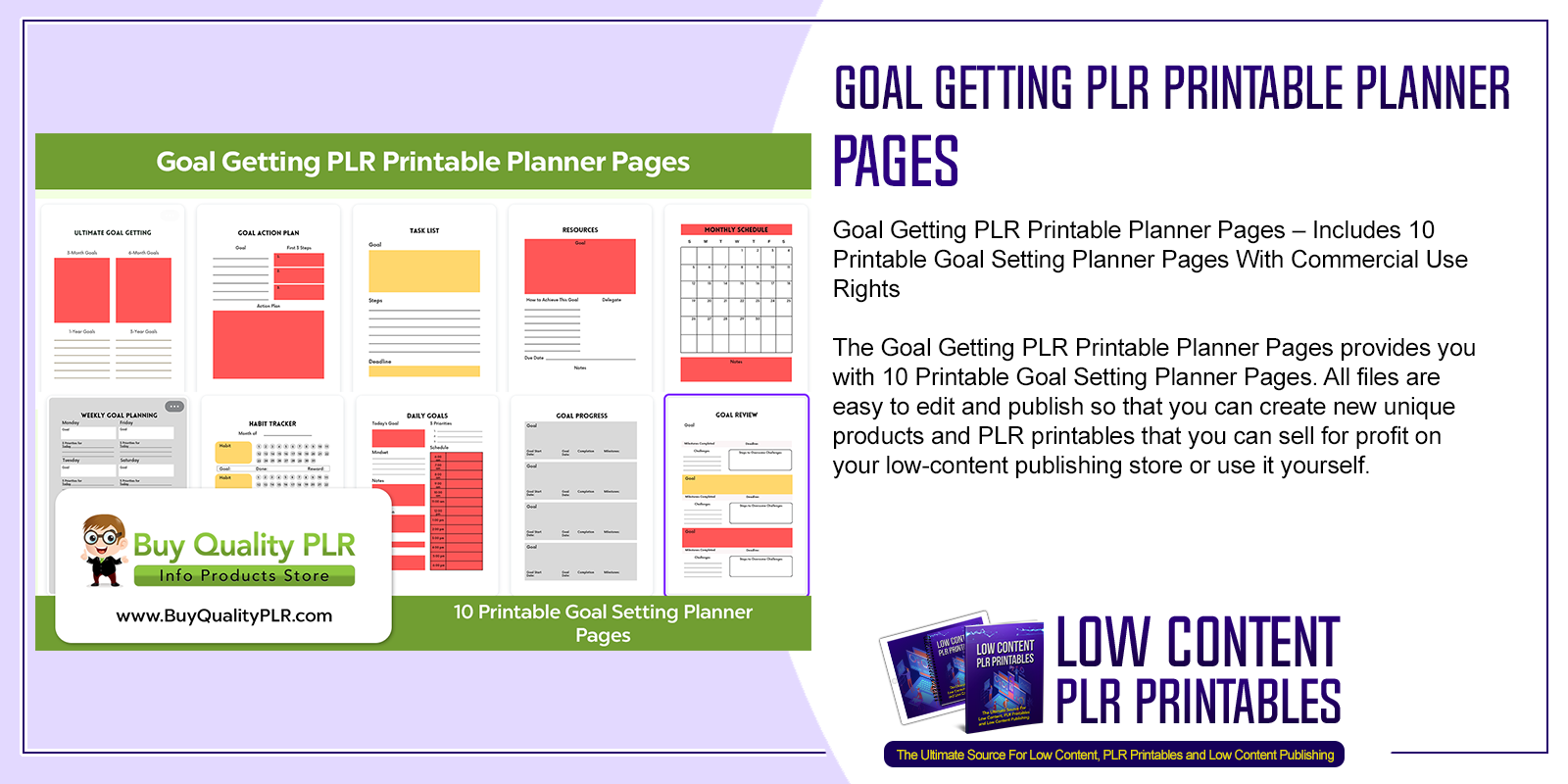 Goal Getting PLR Printable Planner Pages