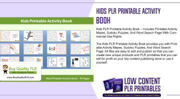 Kids PLR Printable Activity Book