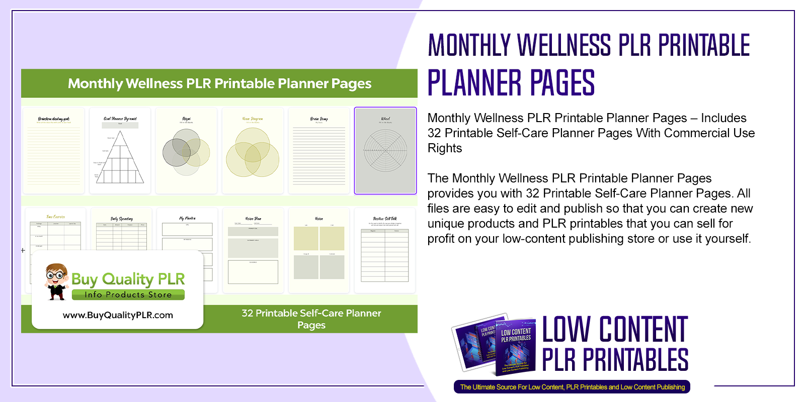 Monthly Wellness PLR Printable Planner Pages