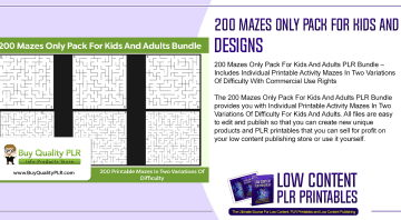 200 Mazes Only Pack For Kids And Adults PLR Bundle