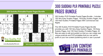 300 Sudoku PLR Printable Puzzle Pages Bundle