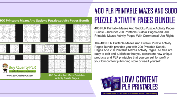 400 PLR Printable Mazes And Sudoku Puzzle Activity Pages Bundle