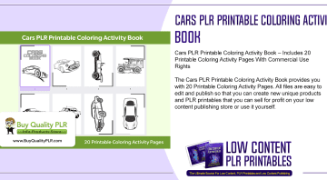 Cars PLR Printable Coloring Activity Book