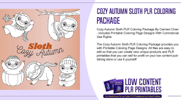 Cozy Autumn Sloth PLR Coloring Package