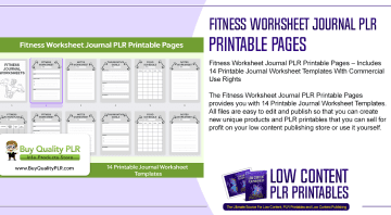 Fitness Worksheet Journal PLR Printable Pages