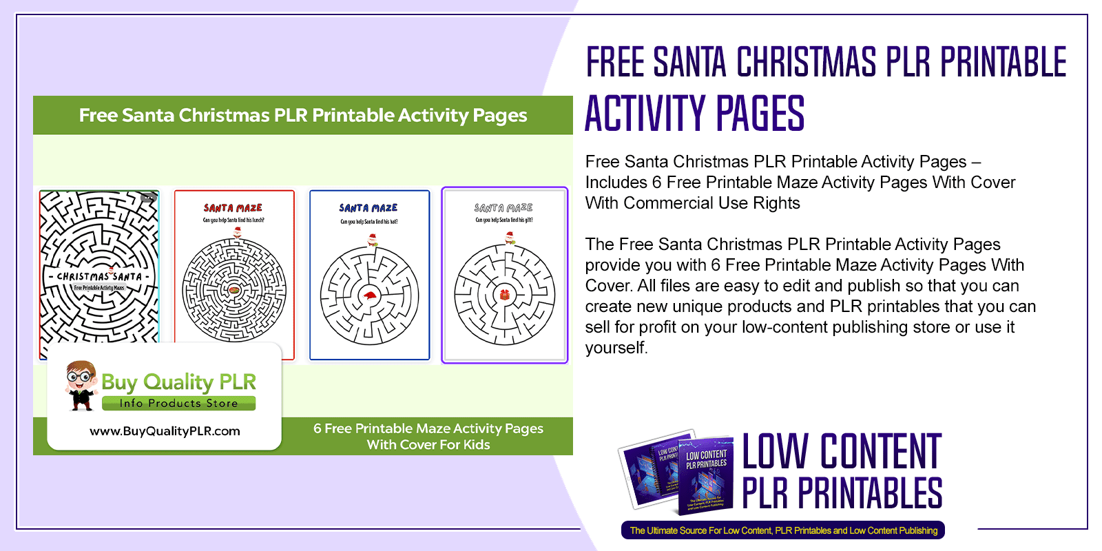 Free Santa Christmas PLR Printable Activity Pages