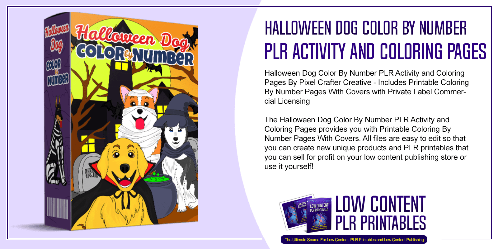 Halloween Dog Color By Number PLR Activity and Coloring Pages